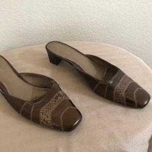 Liz Claiborne Snakeskin Leather Backless Heel